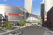 Render of arena looking east on 104 Avenue