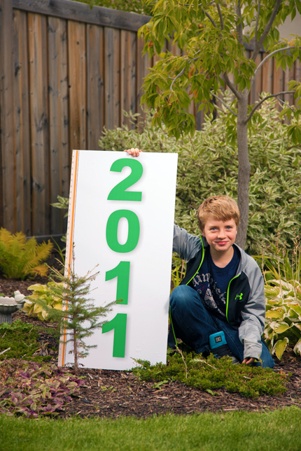 Jacob Waller with his Arbor Day tree