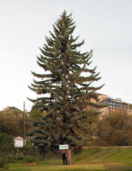 Valeen Wright with her grade 1 Arbor Day tree