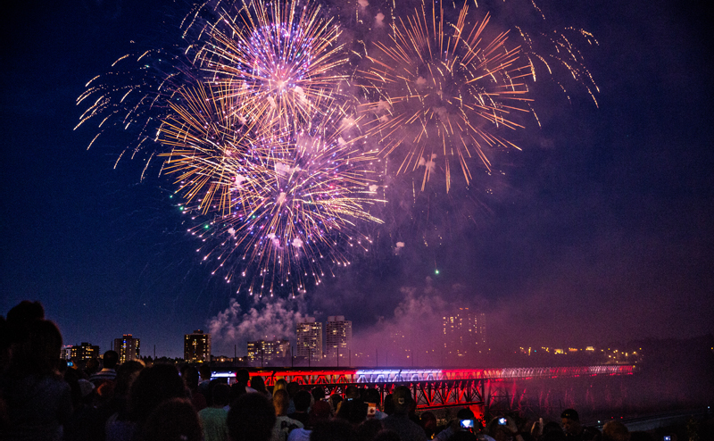 Fireworks over the high level bridge.