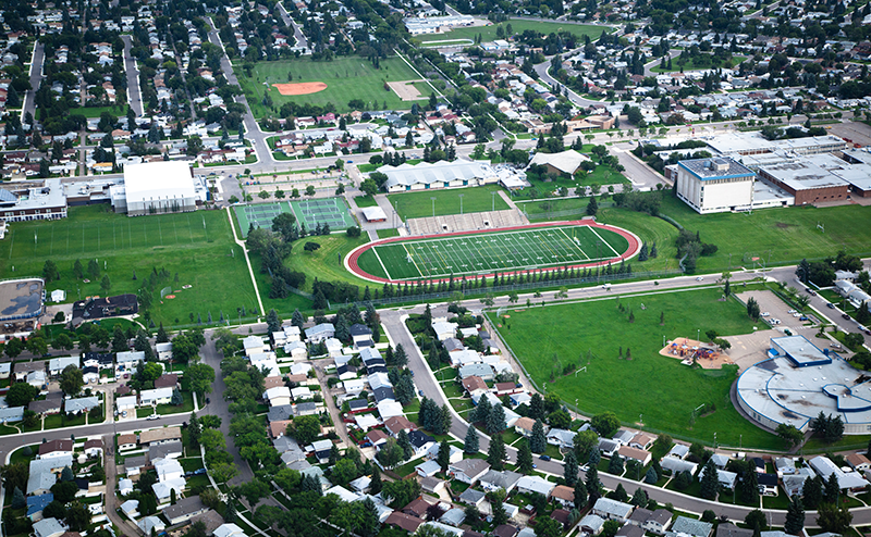 Aerial photo of Jasper Place sports field