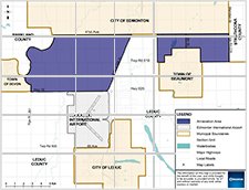 Map showing Leduc County and Beaumont Annexation Area 