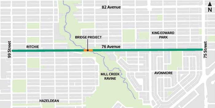 Map of 76 Avenue Renewal project area