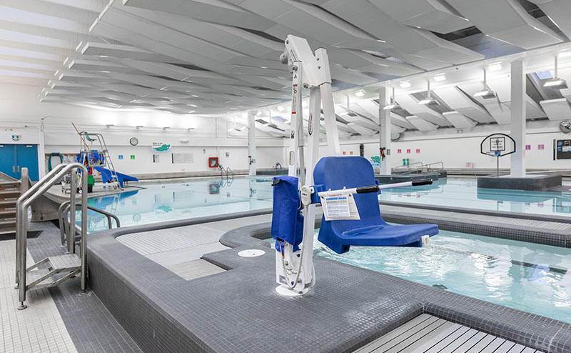 Pool with ceiling wheelchair lift
