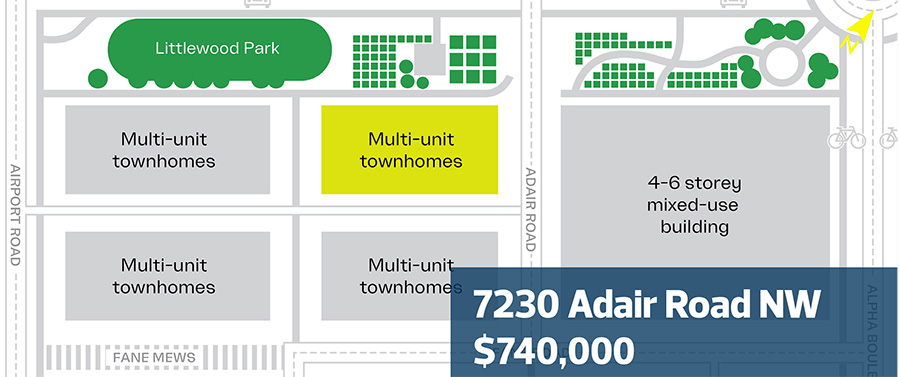 Aerial view of Blatchford listing - 7230 Adair Rd NW