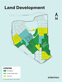 Land development map showing Blatchford project progress.