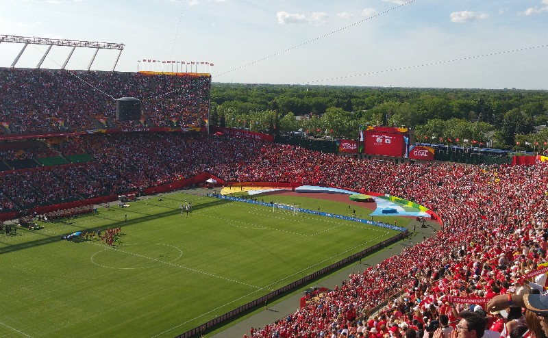 Soccer game at Commonwealth Stadium