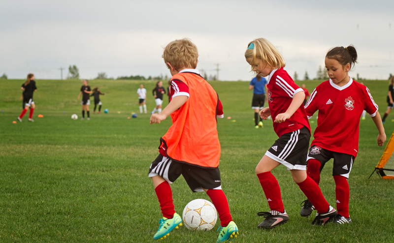 Kids playing soccer