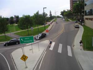 crosswalk with multiple white lines