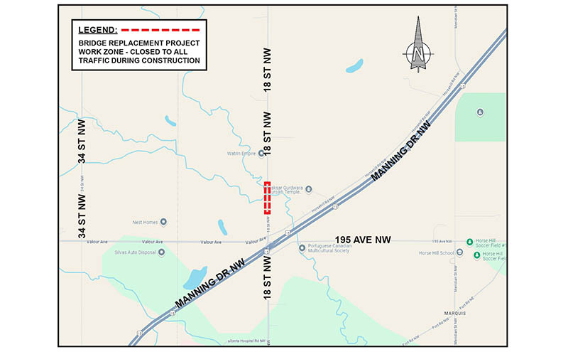 18 Street bridge replacement project area map with legend 