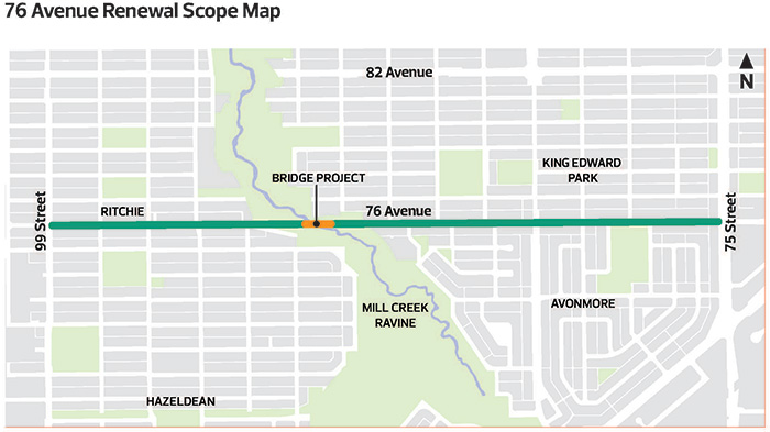 76 Avenue Renewal Project scope map