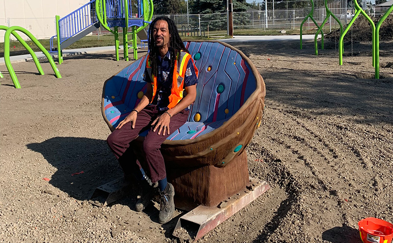 Balwin park playground with artist AJA Louden