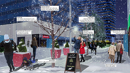 103 Avenue Streetscape winter night scene rendering