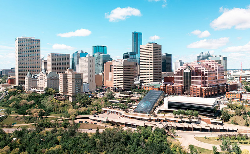 Edmonton downtown skyline looking north