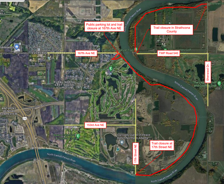 Edmonton Strathcona Footbridge Closure Map