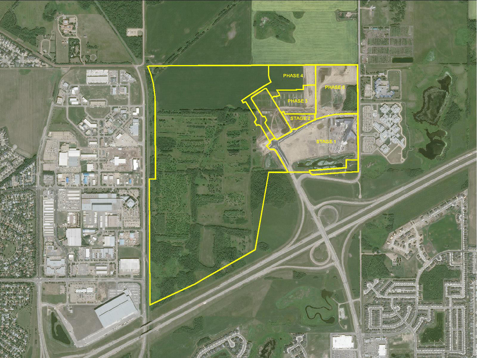 Aerial view of Goodridge Corners Industrial project area