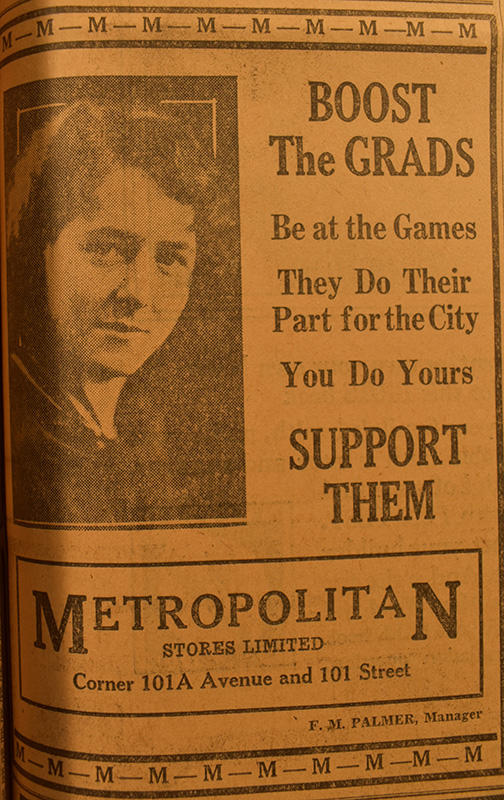An advertisement for Metropolitan Stores Limited, showing support for the Grads. The ad reads: Boost the Grads. Be at the Games. They do their part. You do yours. Support them.