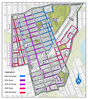 Thumbnail view of Boyle Street and McCauley year split map.
