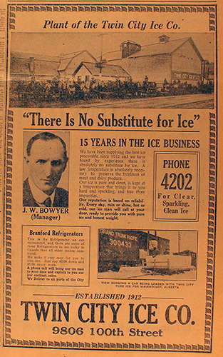 A newspaper advertisement with the heading, "there is no substitute for ice".