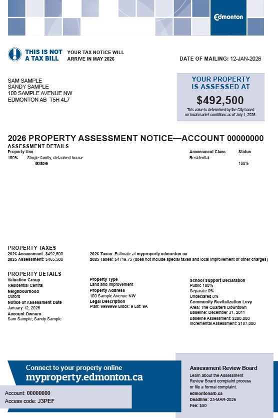 Property assessment notice sample.