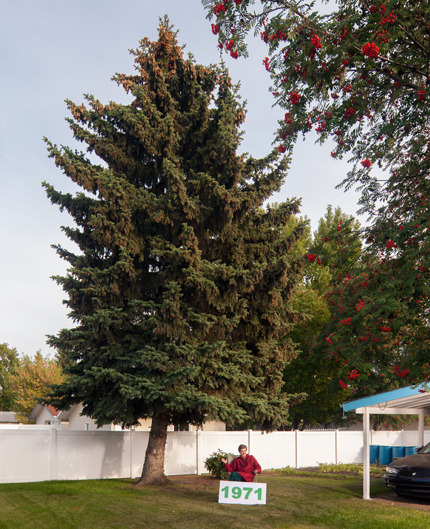 Deanna Mietzner with her grade 1 Arobor Day tree