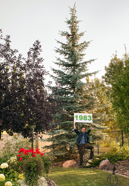 Michael Lawton with his grade 1 Arbor Day tree