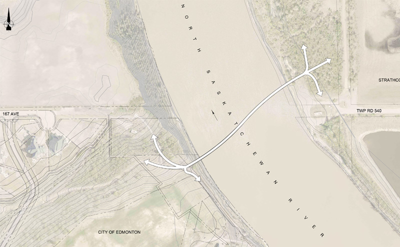 Design rendering of the  footbridge going across the North Saskatchewan River