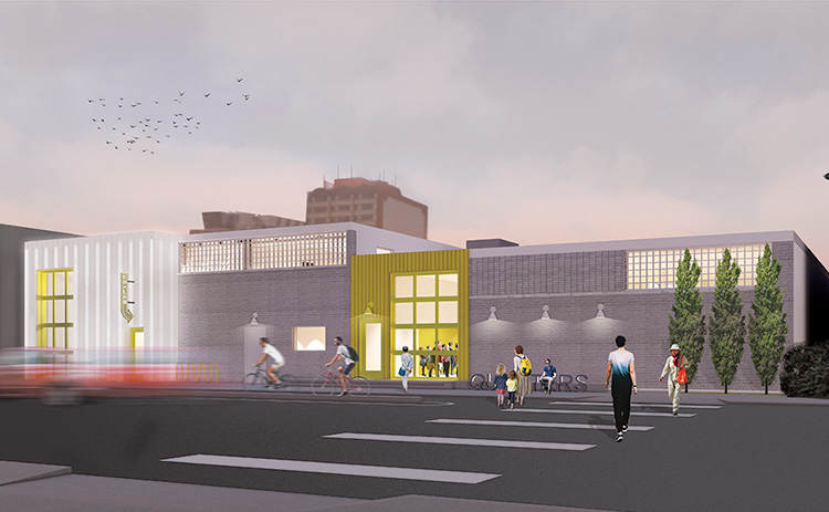 A design rendering of the Quarters Arts CO*LAB building