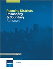 Cover of City Plan Planning Districts: Philosophy and Boundary Rationale document.