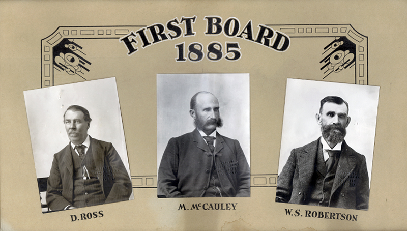 The photos of the three first Edmonton Public Schools board members.