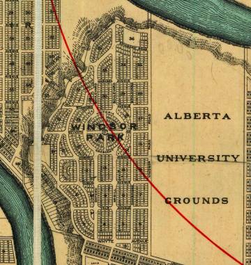 Windsor Park featured on an old map of Edmonton.