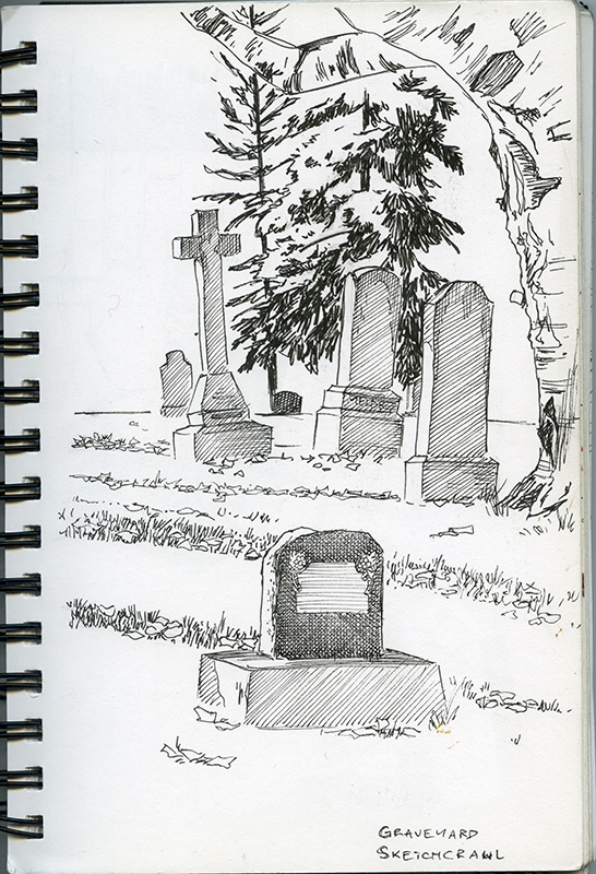 Graveyard Sketchcrawl by Joanne Wojtysiak
