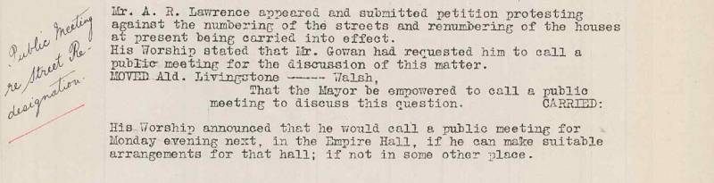 An excerpt from City Council Minutes from 1913