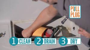 Pull the Plug campaign poster to Clean, Drain, and Dry all watercraft.