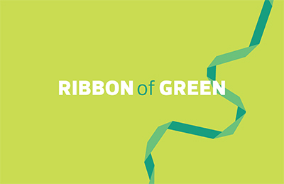 A graphic of a ribbon with "Ribbon of Green" in text