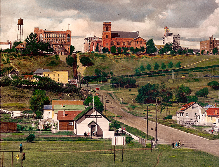 Hand-tinted photo of the former site of the Incline Railway.