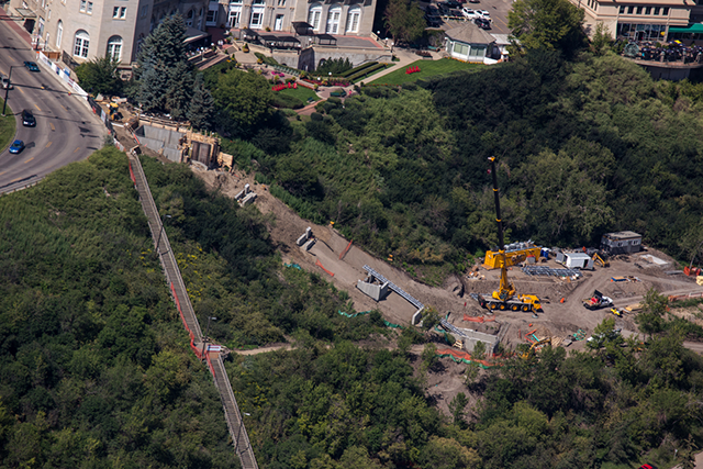 Aerial photo of funicular construction