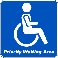 Graphic of wheelchair Priority Waiting Area sign