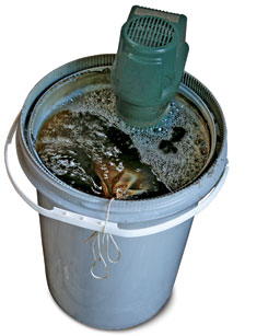 A brewer can be made with a large bucket and air pump