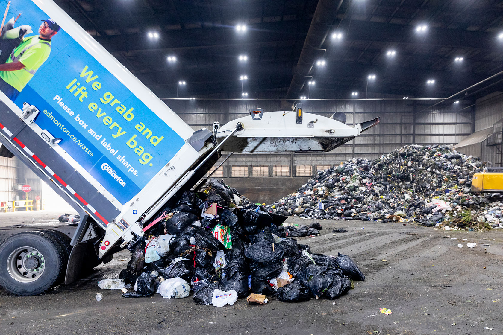Garbage is unloaded