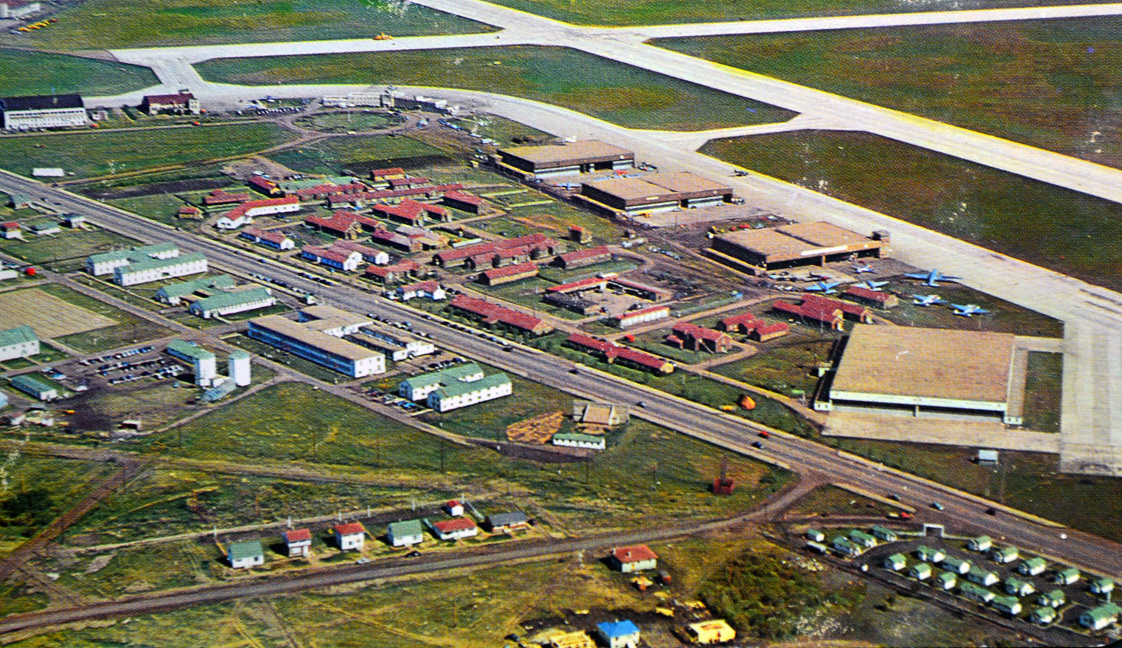 Aerial view of North West Air Command Buildings in the late 1940s
