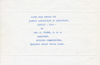George Turner's paper on the design of grade schools