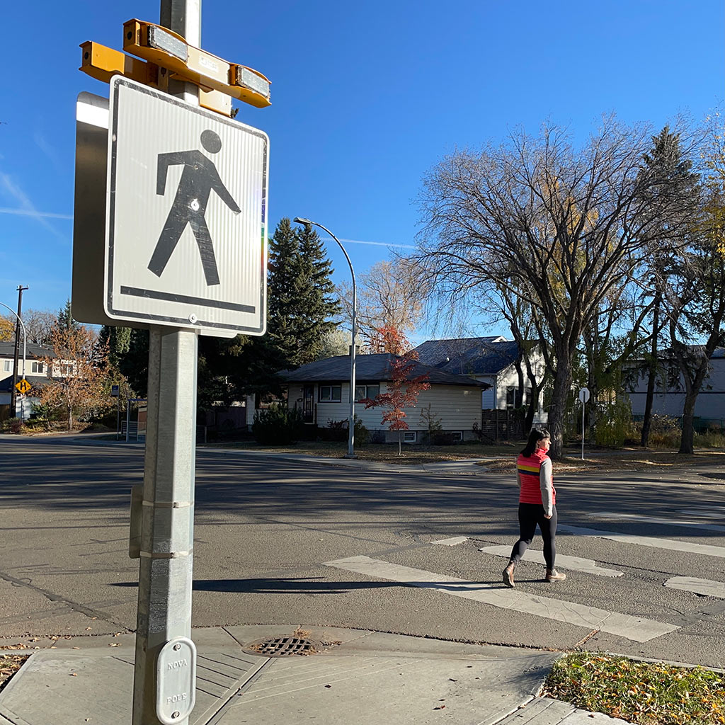 Installed school pedestrian crossing