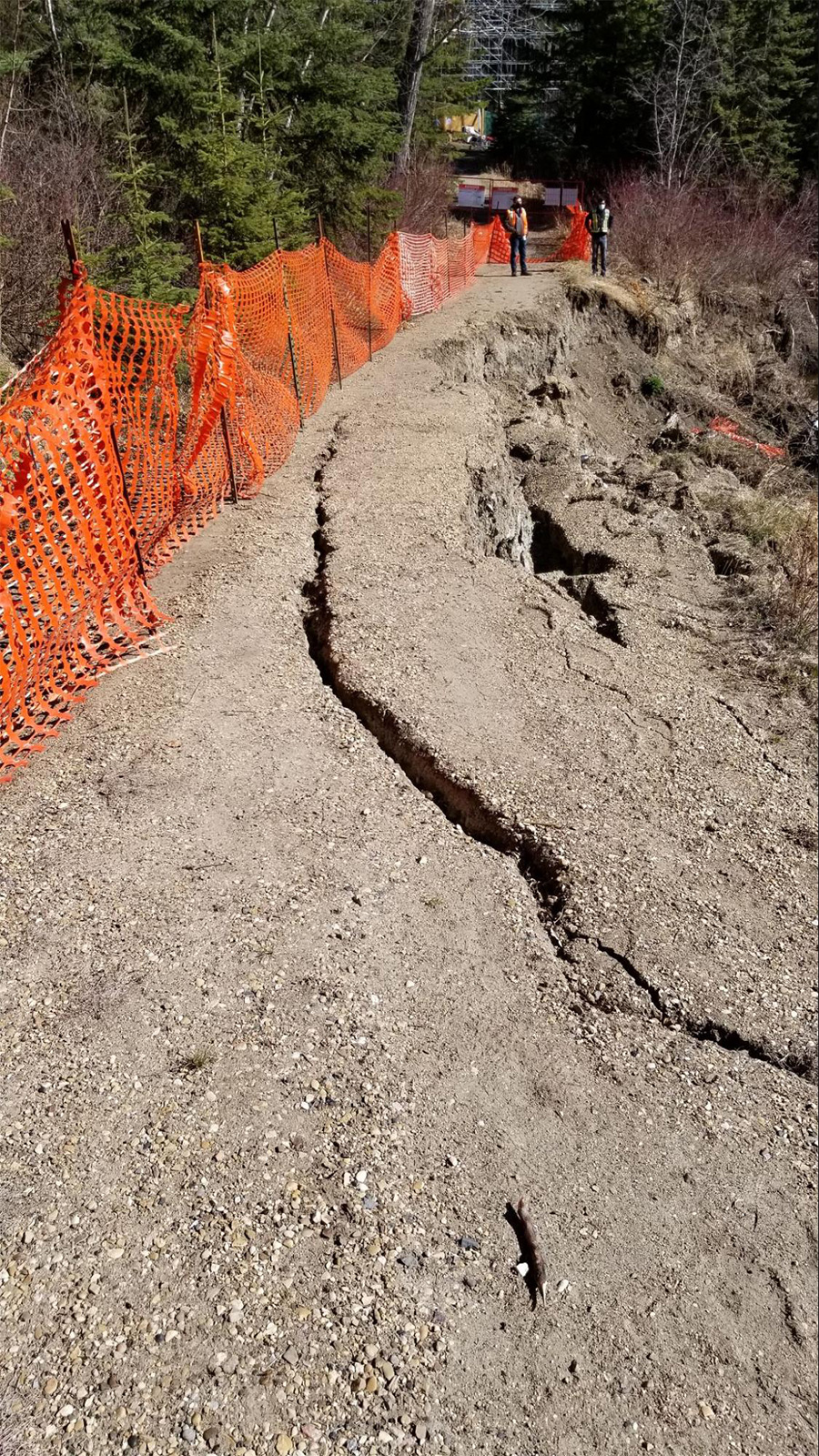 Whitemud Creek Erosion and Landslide Repair at 54 Ave (April 2021, looking north)