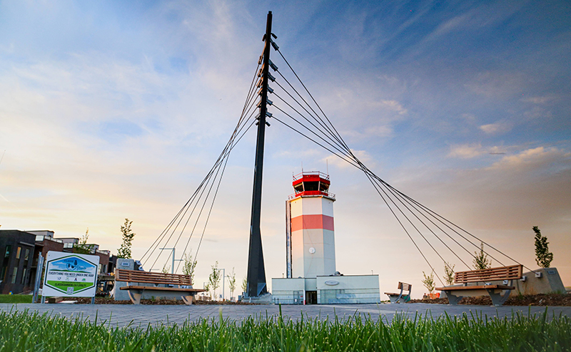 Photo of Blatchford with old air traffic control tower
