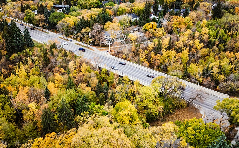 Aerial image of Wellington Bridge