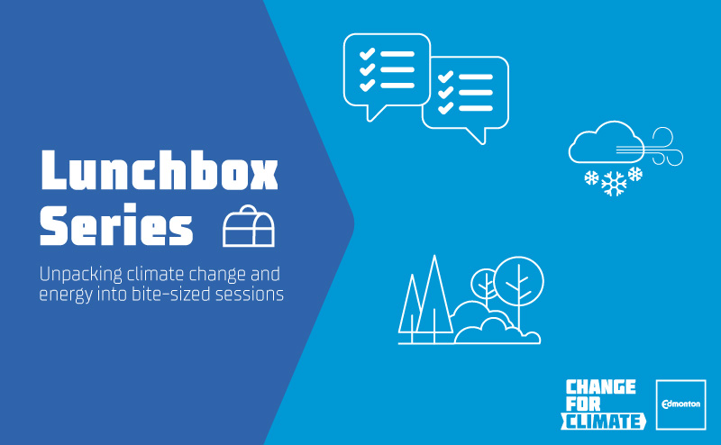Change For Climate Lunchbox Series banner with climate related icons