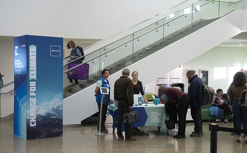 Table display educating the public about climate initiatives