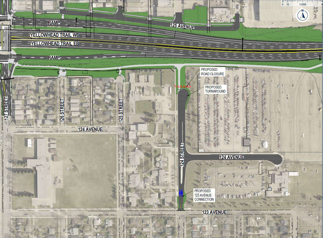 Overhead map of St. Albert Trail to 97 Street