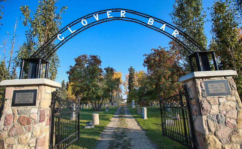 Clover Bar Cemetery sign